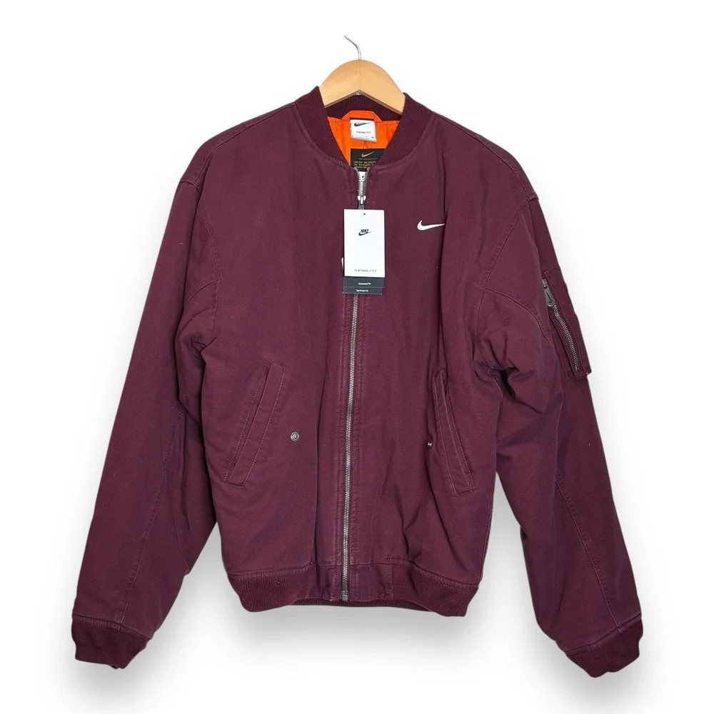 Nike Solo‎ Swoosh Flight Canvas Bomber Jacket - Red DX0680-681 Therma Fit